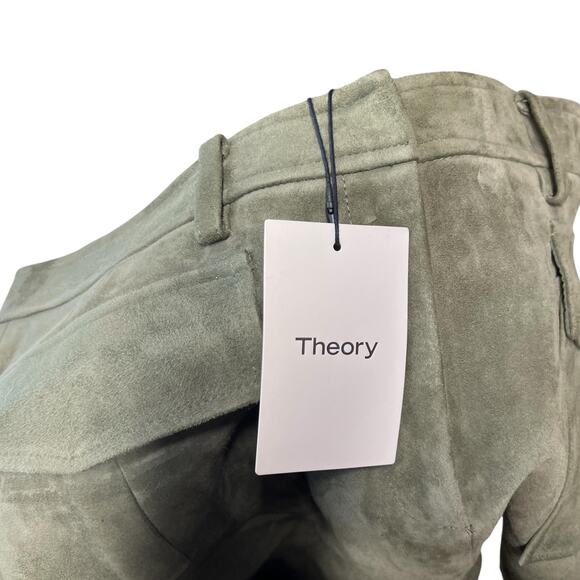 Theory Lupah Suede Mini Skirt Goat Leather‎ Army Green Size 8 - Picture 9 of 12